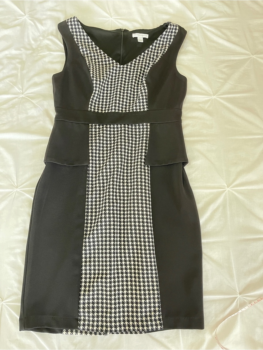 New York & Company Black and White Houndstooth Midi Sheath Dress